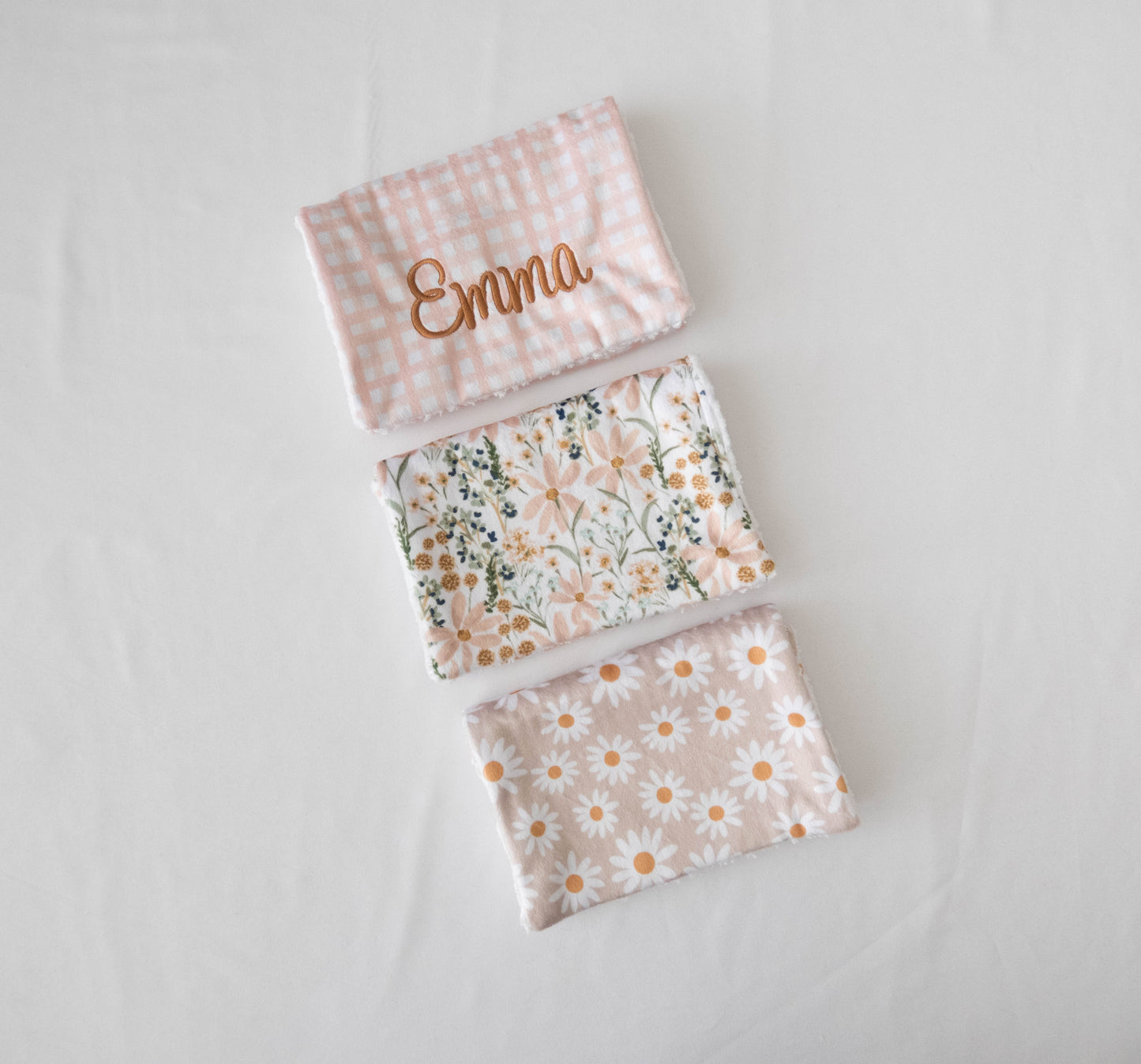 Add Embroidery to THREE Burp Cloths