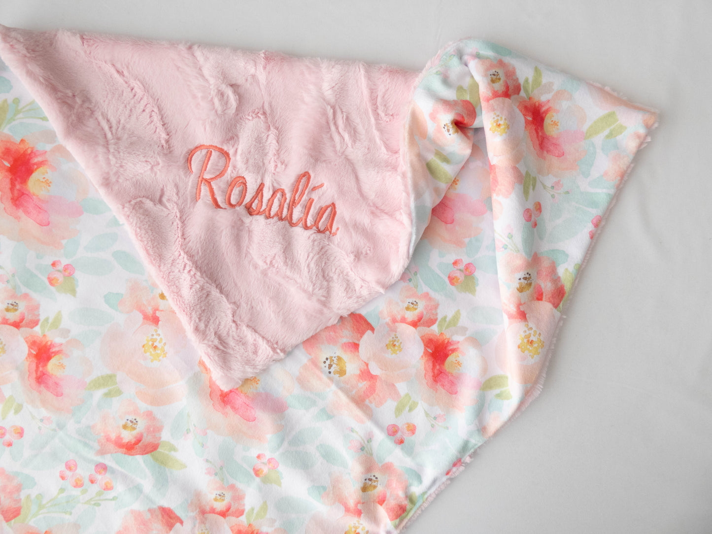 Plush Pink Floral Baby Blanket