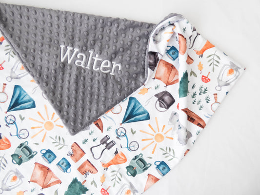 Camping Personalized Baby Blanket