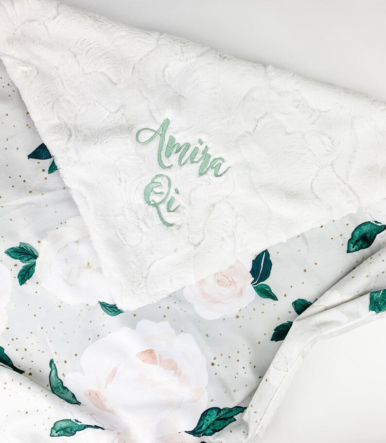 Vintage Blush Floral Baby Blanket