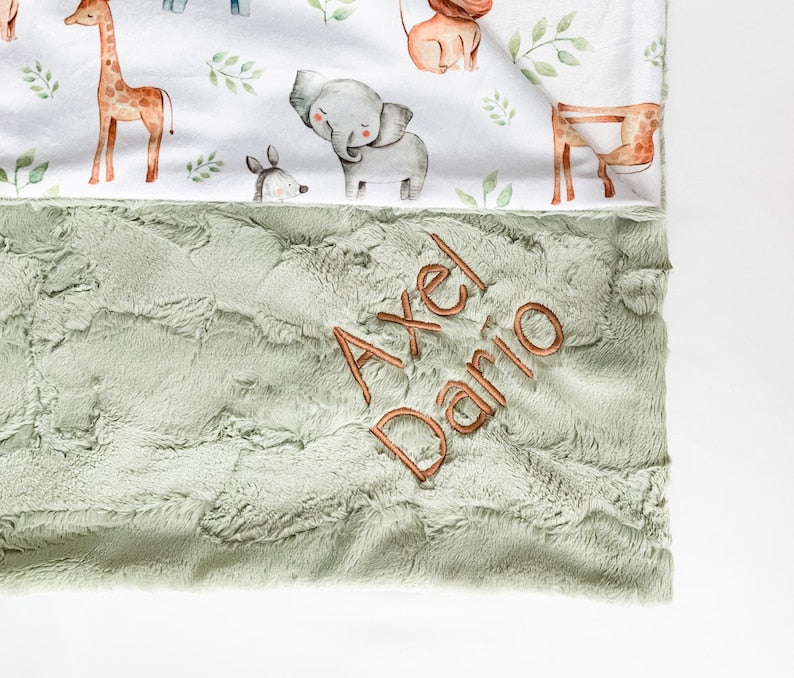 Safari Animals Personalized Baby Blanket